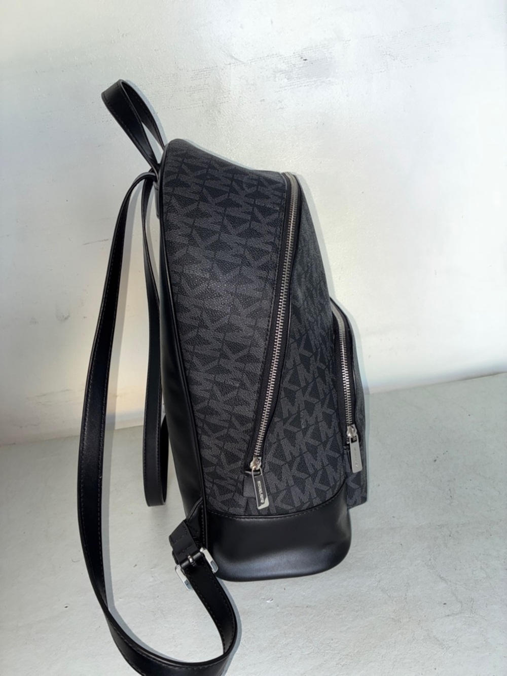 Michael Kors Black and Gray Signature MK Backpack - Picture 5 of 12